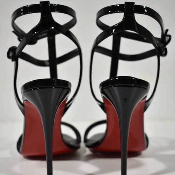 Christian Louboutin Mara-100 Black Patent Leather DBBLE T-Bar Heels EU39 BoxIncl - Picture 3 of 7